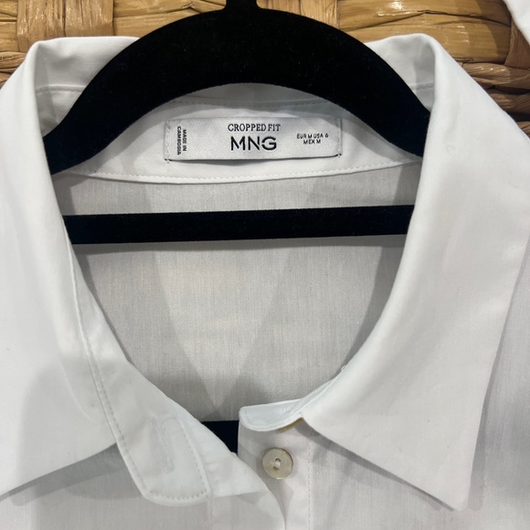 Mango Cropped Pocket Oversized shirt - Picture 2 of 5